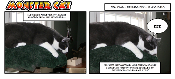 Monster Cat's world maintains a delicate balance between predator and napper.